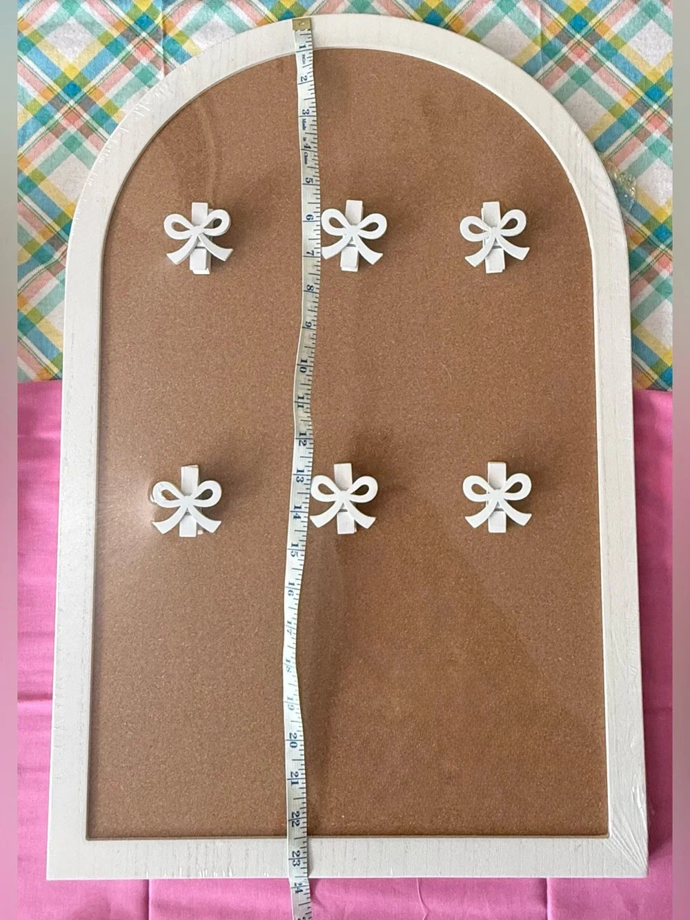 White Bow Cork Wall Organizer - w/ Disney Pins